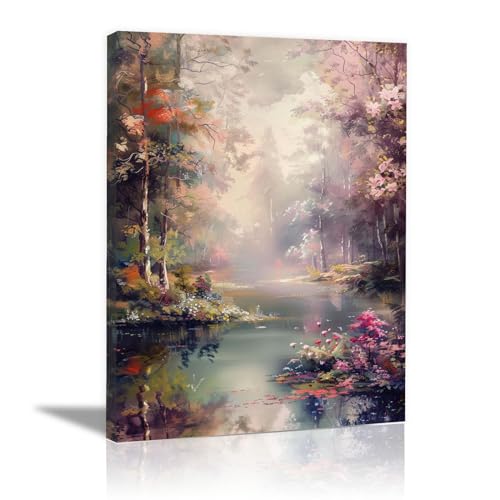 Impression sur toile paysage forestier tableau decoration murale