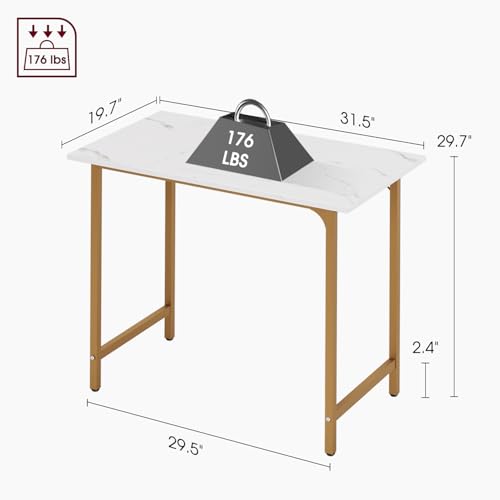 Image of BestOffice Computer Desk,Home Office Desk, Modern Simple Style for Home Office Study Writing (Gold, 32 Inch)