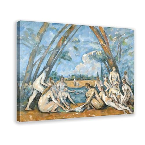 Poster The Large Bathers Paul Cezanne impression sur toile avec cadre suspendu 30x45 cm