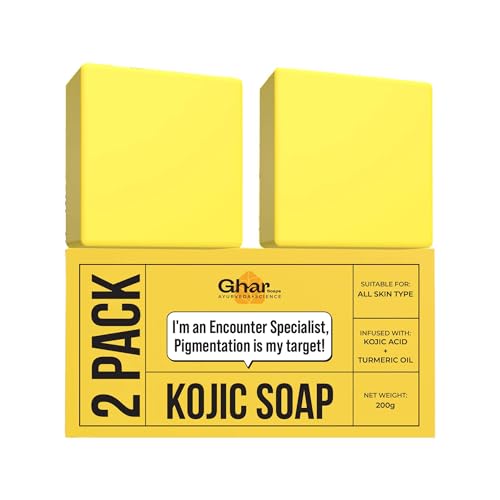 Image of GHAR SOAPS Kojic Acid 2% Soap with Niacinamide | For Pigmentation, Sun damage, Brightening Underarm & Reduces Dark Spot | Soap for Men & Women | Suitable for All Skin Types |(Pack of 2) (100 g x 2)