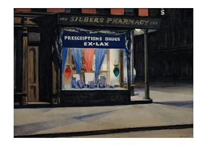 Impression Drug Store Edward Hopper petit cadre mural mat