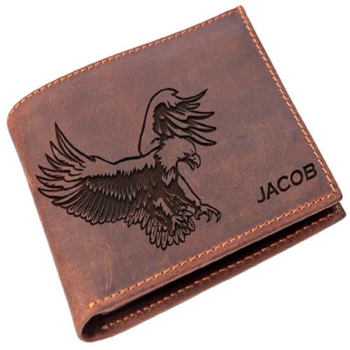 Personalized Christmas Gifts, Wallet For Men, Engraved Name Wallet, Fathers Day Gifts For Dad Husband, Personalized Bald Eagle Leather Wallet
