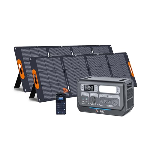 ALLWEI LiFePO4 Solar Generator 2400W with 2x 200W Solar...