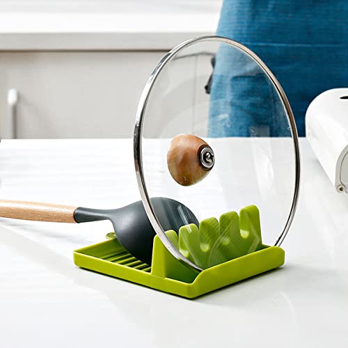 Utensil Rest, Spoon Holder For Stove Top, Spoon Rest, Heat-Resistant For Drip Pad, Plastic Spoon Rest For Multiple, Kitchen Counter Tools Holder, Utensil Holder For Counter (Green) #TOP4