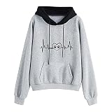 DCLINA Haut Femme Gala Capuche Hoody Cordon de Serrage Manches Longues Cagoules Madame Léger À Capuche Polyester Soirã©E à Motifs Ample Modern