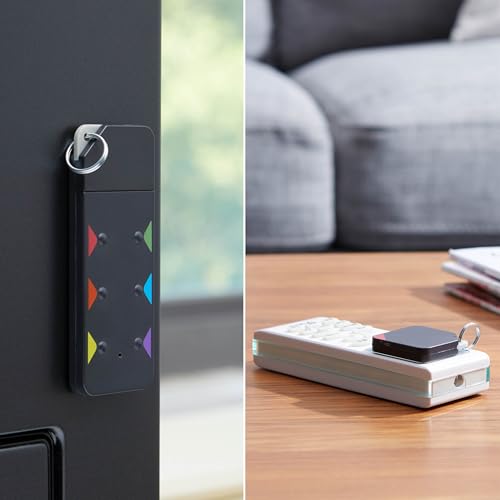 Image of Amazon Basics Key Finder, Wallet, Pet, Phone, Item Locator - 6 Smart Trackers, 1 Remote, 100 ft (30 m) Range, up to 80dB Alarm