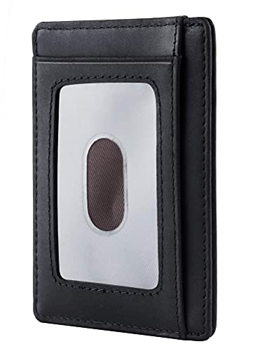 Travelambo Front Pocket Minimalist Leather Slim Wallet Rfid Blocking Medium Size(03 Ch Black) #TOP2