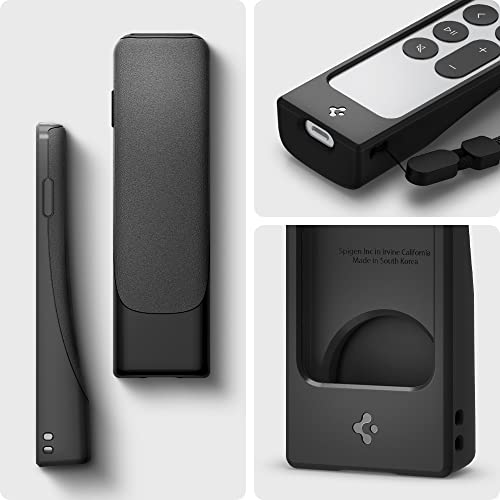 Spigen for Apple TV Siri Remote Case 4th/3rd/2nd Gen, Silicone Fit | For 2026/2022/2021, Anti-Slip, Shockproof, Compatible with AirTag, Wrist Strap, Slim, lightweight, Protective - Black - image 3