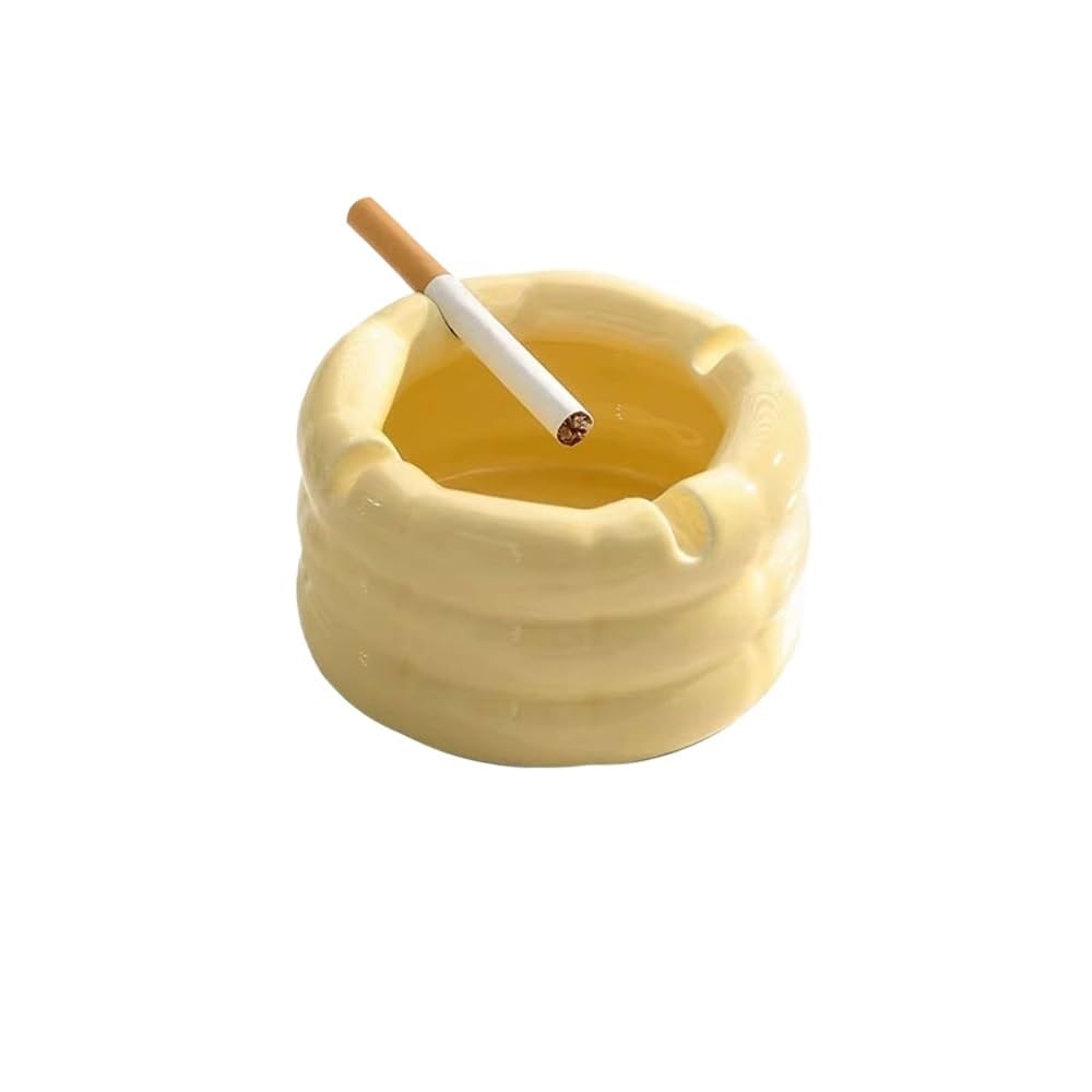 Decorativo per interni Posacenere in ceramica da tavolo Decorazioni, for cortili domestici Uffici Spazi esterni for la casa e accessori Stoccaggio da scrivania(Yellow)