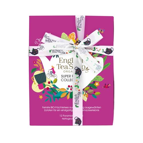 ETS Teegeschenk Super Fruit Kollektion | BIO Früchtetee Geschenkset zum Geburtstag, Muttertag, Ostern, Weihnachten | 6x2 Pyramidenbeutel