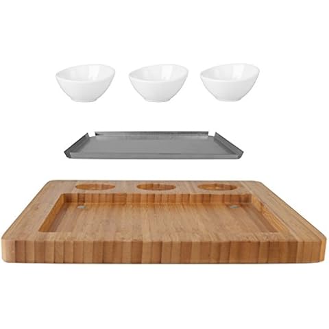 Artestia Sizzling Hot Stone, Trays for Eating,Deluxe Tabletop Barbecue / BBQ / Hibachi / Steak Grill,Bamboo Serving Tray,(Set only Without Stones) Cover