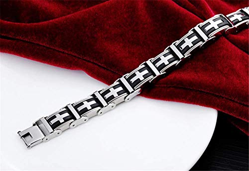 Aruie Bracciale da uomo in acciaio al silicone con...