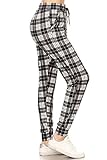 Leggings Depot JGA-S576-S Muted Plaid Print Jogger Track Pants w/Pockets, Small