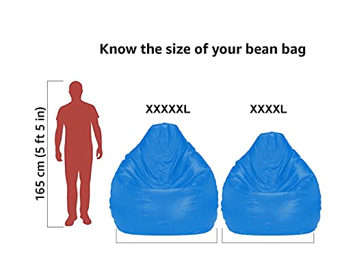Image of Casa Copenhagen Premium Leather Bean Bag Chair, Filled with Beans | Capacity: Upto 7 Ft Height, 200 KG Weight | 4XL | Royal Blue