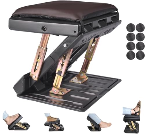 Image of Foot Rest for Under Desk at Work 4-Level Height Adjustable, Ergonomic Foldable Footrest for Office, Gaming,Computer, Soft & Removable Pad Desk Foot Stool Suitable for All Seasons(Brown)
