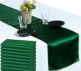 Picture of MDS Christmas Satin Table Runners - 10 Pack, 12 x 108 Inches - Bright Silk Sateen Table Decor for Harvest Dinner, Thanksgiving, New Year Party, Wedding, Holiday Banquet Dining Décor - Hunter Green
