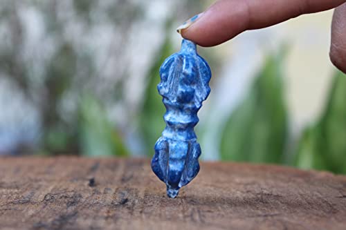 Jet Genuine Mini Lapis Lazuli Dorje Free Booklet Jet International Crystal Therapy Tibetan Nepal Vajra Carving Deity Tibetan Buddhism Swastika Kila Phurpa Magic Lama Dis-Integrator Ritual Ceremony #TOP3
