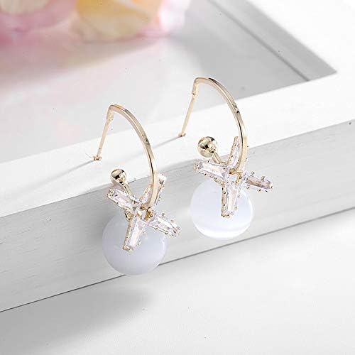 Elegant Plated Sterling Silver Pearl Flower Cubic Zirconia Hook Earrings Hoop Huggie Stud