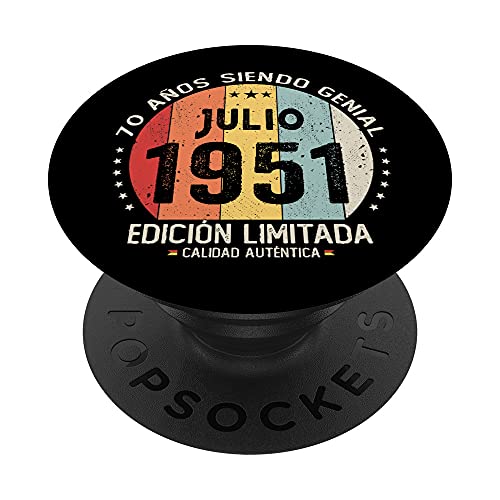 Regalo 70 años Cumpleaños Hombre Mujer - Julio 1951 PopSockets PopGrip Intercambiable