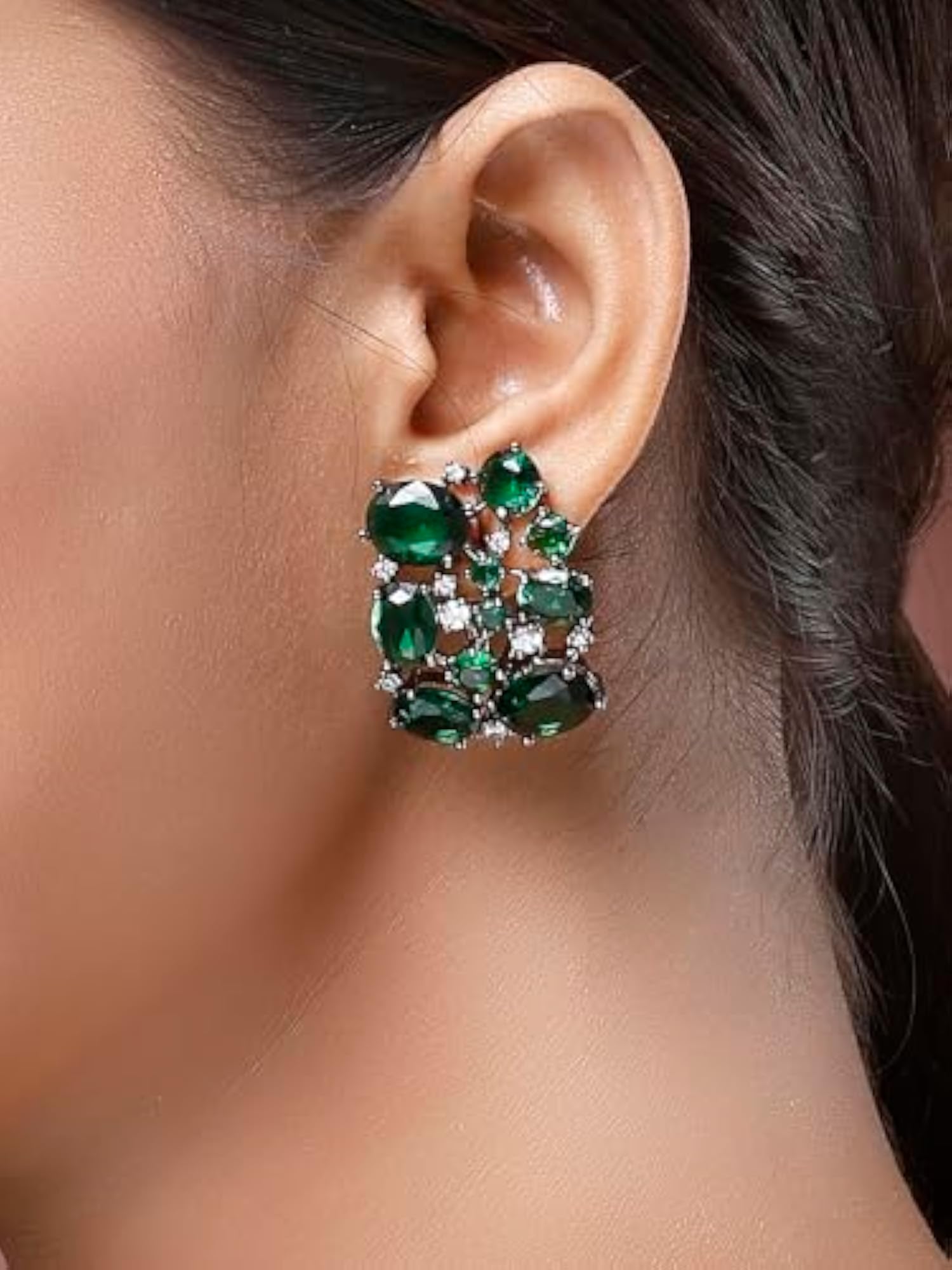 Glamorous American Diamond Stone Stud Earrings, Elegant Gift