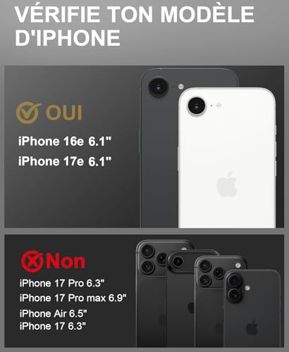 Protection iPhone 17e/16e antichoc pour chantier et randonnée avec support intégré