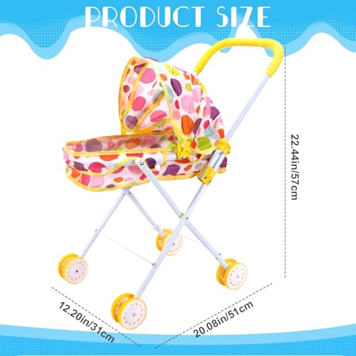 Cochecito para muñecas estable y resistente con dosel infantil ajustable 3
