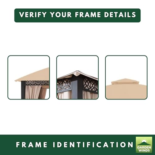 Garden Winds Reinforced RipLock 350 Replacement Canopy Top Cover Compatible with Fabric Top 10' x 12' Gazebo Models A101014701, A111017500 - Beige