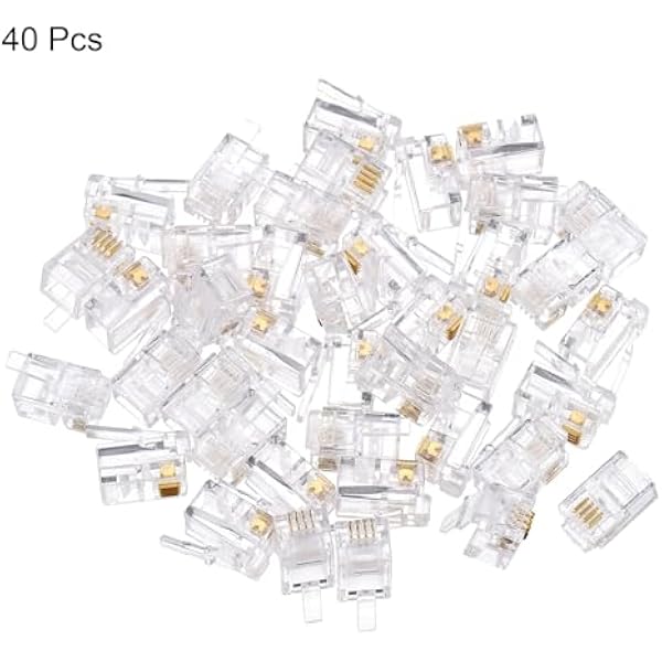 QUARKZMAN мужской модульный телефонный штекер RJ9/RJ10/RJ22, медный сердечник 4P4C clear 40 шт.