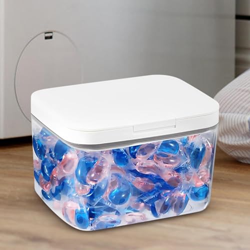 Boîte lessive détergent transparente pour optimiser et ranger une petite buanderie