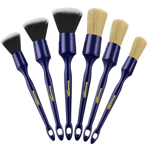YeewayVeh 6PCS Car Detailing Brush Set, 3pcs Boars Hair Car Detai...