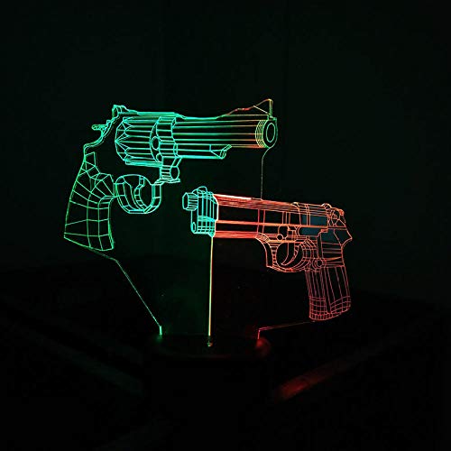 Preisvergleich Produktbild Led-Phantomansicht, Touch-Fernbedienungsfunktion, Weihnachtsgeschenk-Revolver Und Spritzpistole 3D-Nachtlicht Kreative Bunte Wiederaufladbare Led-Stereo-Glühbirne