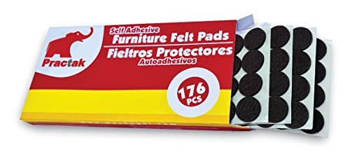 Felt Furniture Pads 1 Inch Round Brown 176 PCS – Self Adhesive Heavy Duty Felt Chair Leg Floor Protectors for Hardwood Laminate Tile Vinyl – Scratch Noise Protection Furniture Pads