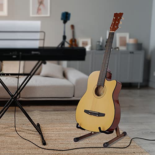 Wooden Acoustic Guitar Stand, Adjustable Guitar Floor Stand, A Frame Folding Acoustic Electric Guitar Holder With Foam Padded For Bass, Cello, Mandolin, Banjo, Ukulele #TOP6