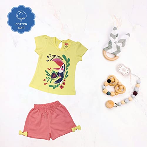Image of LuvLap Baby Girls Regular Fit 100% Cotton Half Sleeves Girls Top CoSet Pack of 3