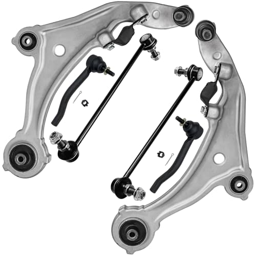 Image of Detroit Axle - 6pc Front End Control Arms Kit for 09-14 Nissan Murano, 2 | Sway Bars 2 Lower Control Arms w /Ball Joint 2 Outer Tie Rod Ends 2009 2010 2011 2012 2013 2014 Replacement