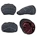 TOP-EX XL Mens Tweed Wool Newsboy Flat Cap Ivy Cap Gatsby Driver Golf Hat Paper Boy Caps for Men Winter Satin Lined Plaid Navy