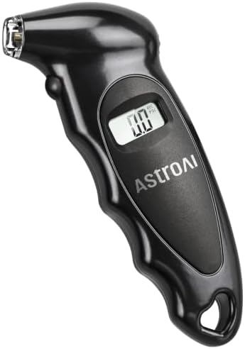 AstroAI Digital Tire Pressure Gauge 150 PSI 4 Settings Car Truck Bicycle Backlit LCD Non-Slip Grip, Black
