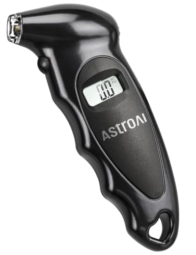 Image of AstroAI Digital Tire Pressure Gauge 150 PSI 4 Settings Car Truck Bicycle Backlit LCD Non-Slip Grip, Black