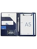 Small Padfolio Clipboard A5 Folder for Writing Pad Refillable 5 x 8 Note pad, Mymazn Faux Leather Clipboard Folder Junior Size Portfolio 5x8 Folio Clip Board (Blue)