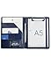 Small Padfolio Clipboard A5 Folder for Writing Pad Refillable 5 x 8 Note pad, Mymazn Faux Leather Clipboard Folder Junior Size Portfolio 5x8 Folio Clip Board (Blue)