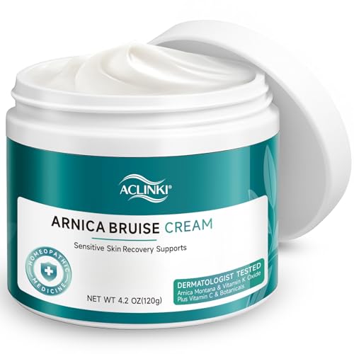 ACLINK Arnica Bruise Cream for Bruising & Swelling Relief, Arnica Montana with Vitamins K, C & E, Fast Absorbing Non-Greasy Moisturizing Cream for Thin Sensitive Skin on Face,Fragrance Free, 4.2 oz
