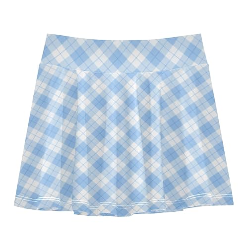 Plaid Gingham Tennis Skirts for Girls with Built-in Shorts Flowy Performance Skorts Girl Pleated Skirt with Pockets 4-12Y