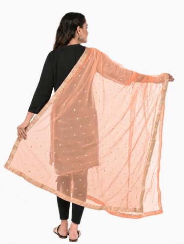 Image of YOUTHQUAKE Women's Net Embroidered Full Size Dupatta With 4 Side Golden Lace