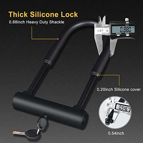 Dinoka Large Bike U Lock Combination With Keys,16Mm U Lock For Bicycle With 4Ft Flex Bike Cable And Mounting Bracket,U Bolt Bike Lock For E-Bike,Mountain Bike,Road Bike #TOP3