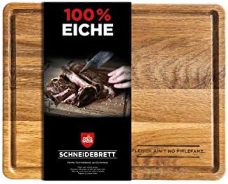 Original Otto Wilde Grillers Oak Cutting Board, Made of Oak Wood, Lubricated, with Handy Juice Groove, 12.8 x 10.4 x 1