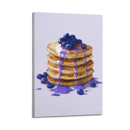 Poster de peinture sur toile de crêpes aux myrtilles américaines WIZIGM déco moderne 20x30 cm