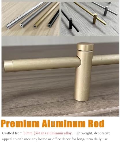 2 Pack Aluminum Shelf Guard Rails, 6mm Open Shelf Fence Rods for Closet & Bookshelf, Wood Shelf Edging Support, Decorative Antique Bronze, 43.3in (110cm)