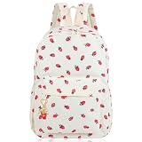 BACH AND BOOZY Strawberry Bow Frauen Strawberry Laptop Rucksack Leicht Casual Für Mädchen Reise Arbeitszubehör