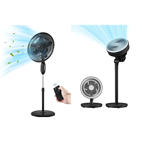Pelonis Pfs45A5Bbb 18 Inch 5-Blade Oscillating, Black & Air Circulator Fan | 2 In 1 Table Pedestal Fan | Adjustable Height| 75-Degree Tilt | 3 Speeds | Low Noise |Solid Base| For Home, Office| Black #TOP27