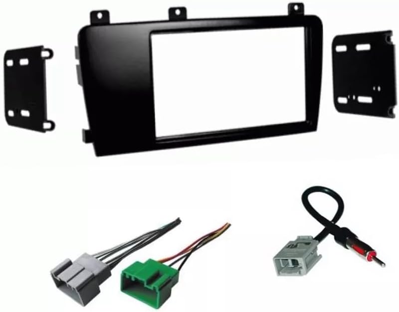 Double DIN Car Stereo Install Dash Kit, Wire Harness, AM/FM Radio Antenna Adapter Combo -No Factory External Amp Vehicles -Made for Volvo: 2005-2007 V70, 2005-2007 XC70, 2005-2009 S60
